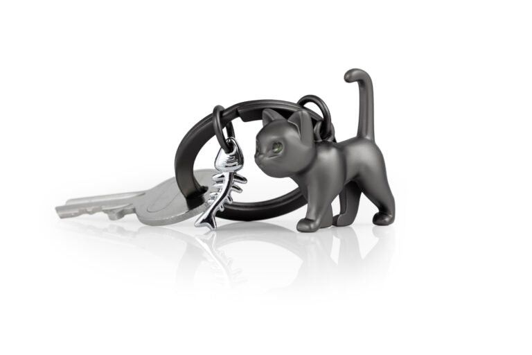 Stainless Steel Keyring - Black Cat