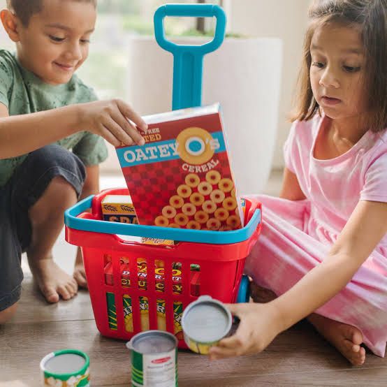 Kids’ Shopping Cart with Play Food