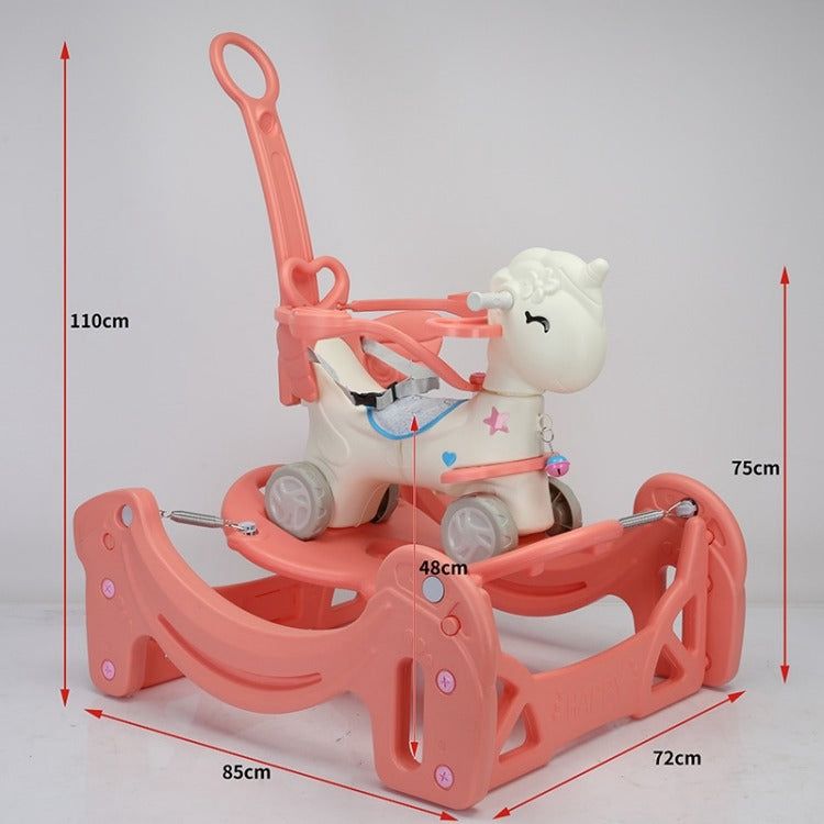 3-in-1 Unicorn Ride On, Rocket & Push Car