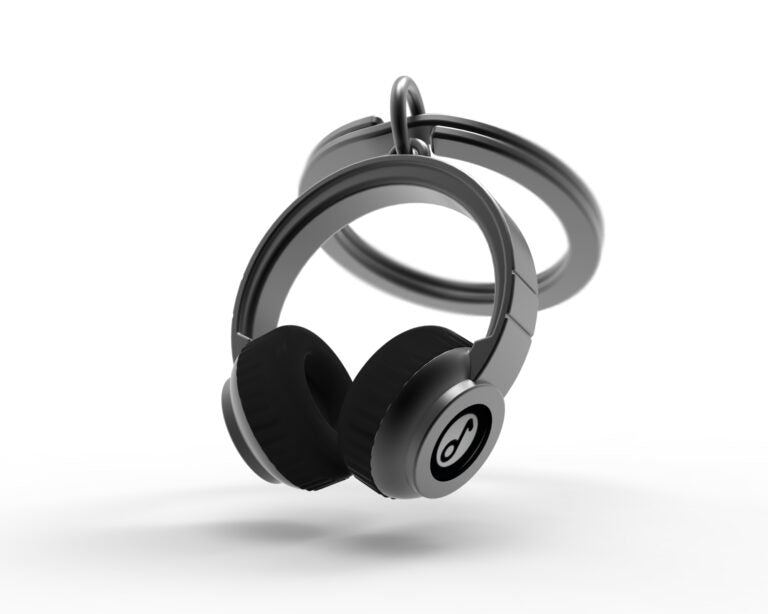 Stainless Steel Keyring - Black Headphones