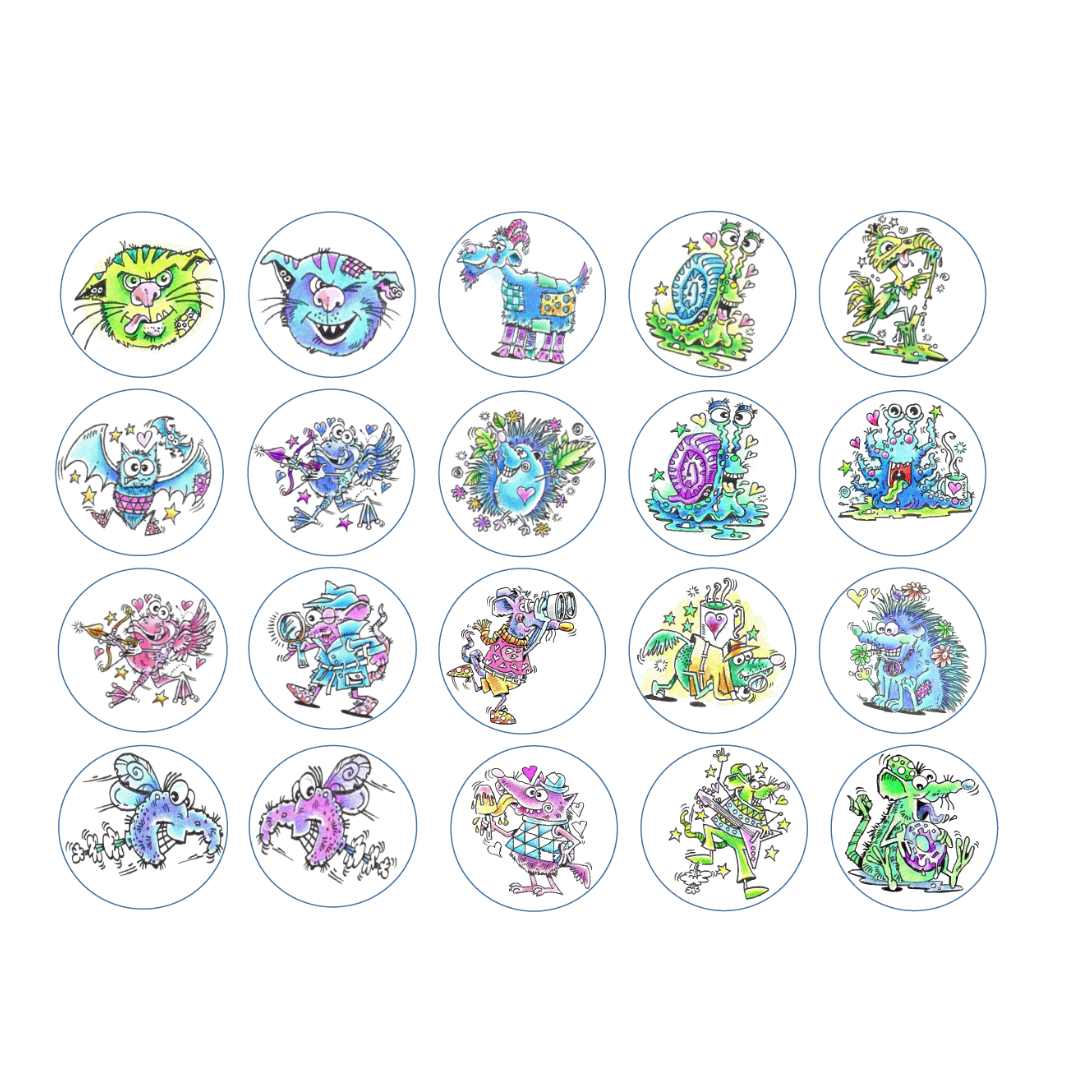 Quirky Critters Sticker Sheet (20)