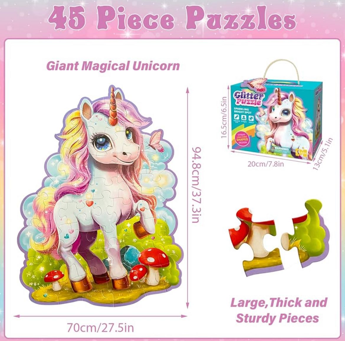 Glitter Unicorn Floor Puzzle (45 Pieces)