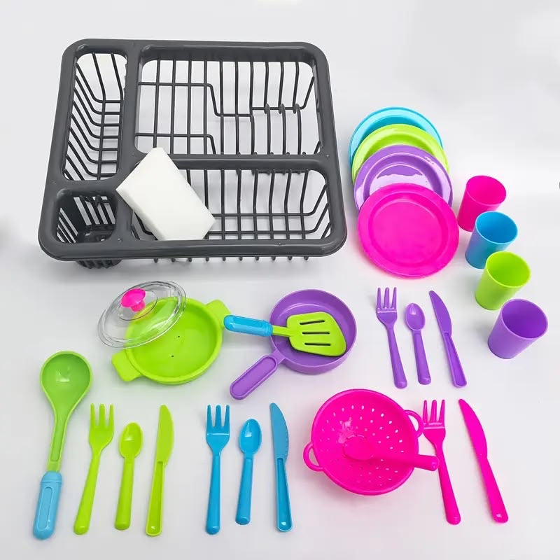 Pretend Play Dish Drying Rack & Kitchen Set