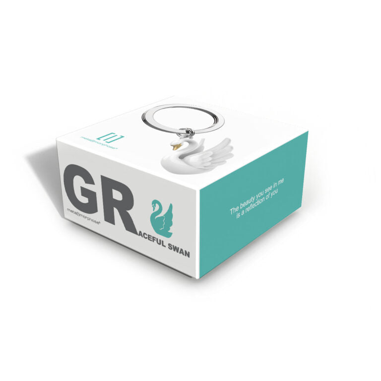 Stainless Steel Keyring - Graceful Swan