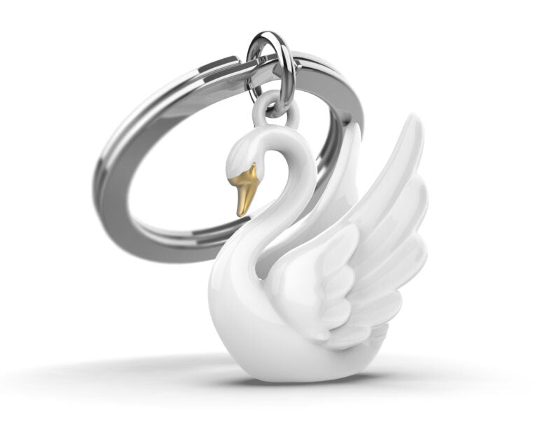 Stainless Steel Keyring - Graceful Swan