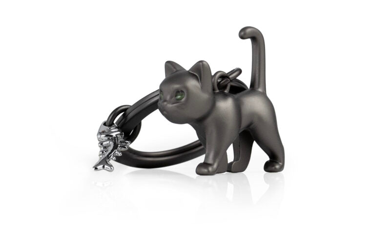 Stainless Steel Keyring - Black Cat