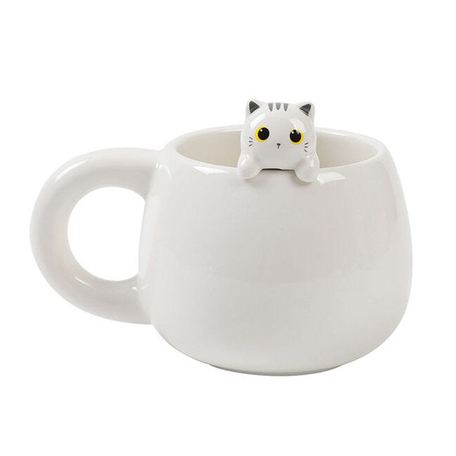 XL Charm Mug - White Cat