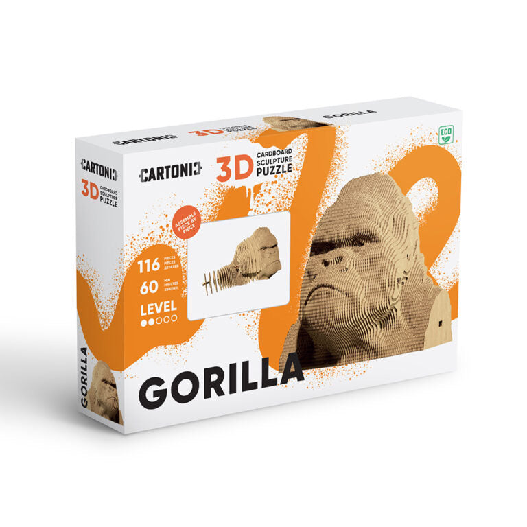 3D Gorilla Cardboard Sculpture Puzzle