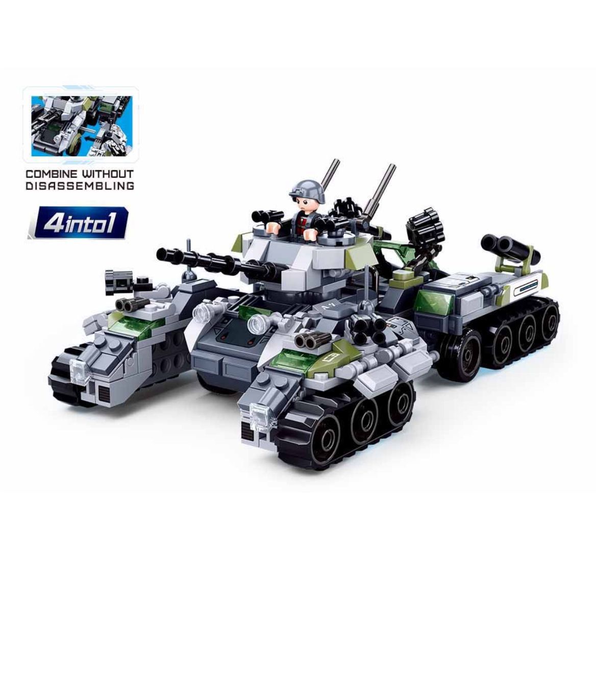 Space War 4-in-1 Military Vehicle Building Blocks Set (128 Piece)