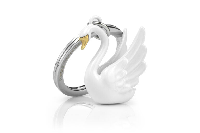 Stainless Steel Keyring - Graceful Swan