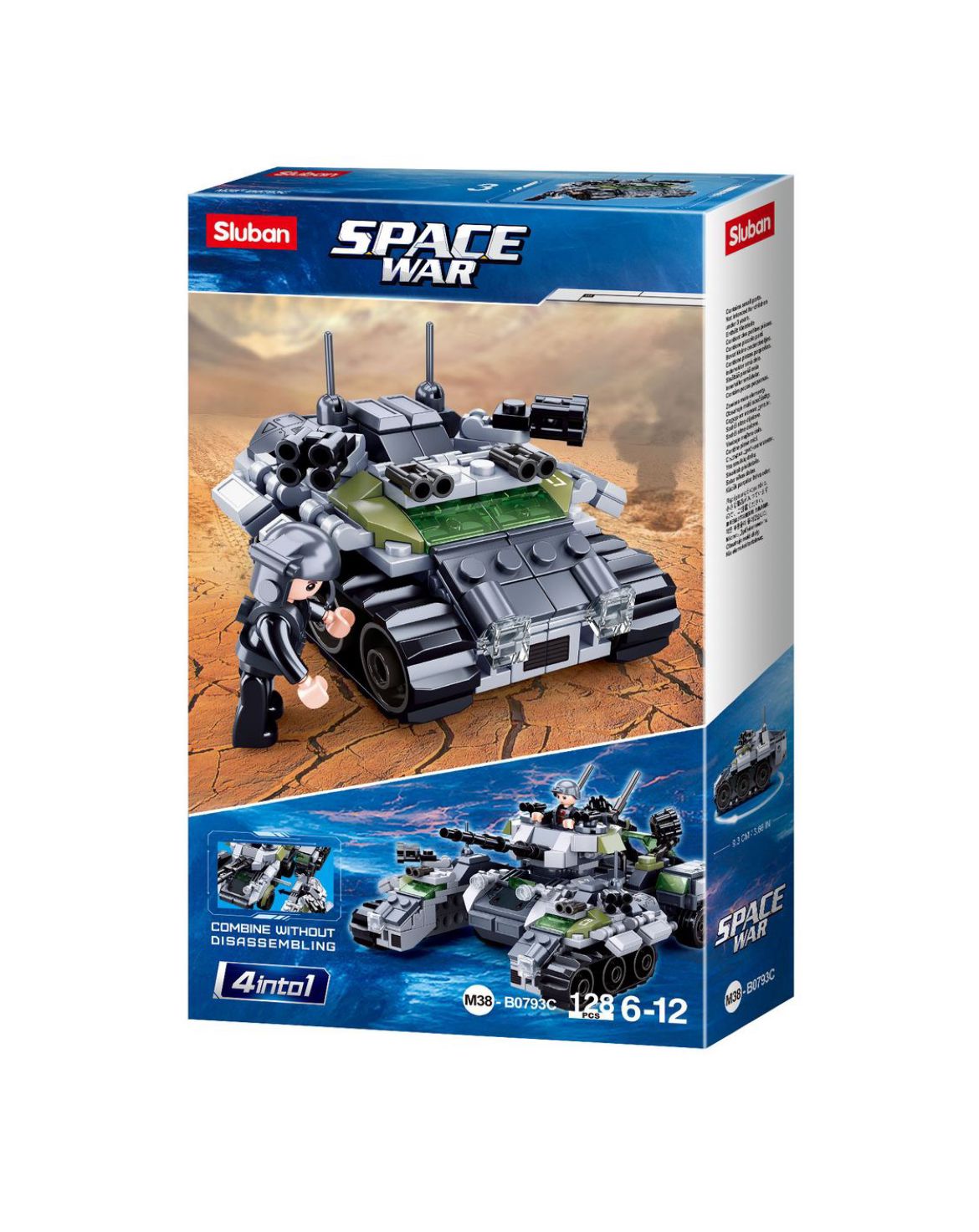 Space War 4-in-1 Military Vehicle Building Blocks Set (128 Piece)