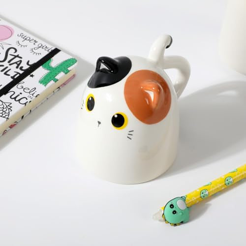 Orange Cat Ceramic Up & Down Mug