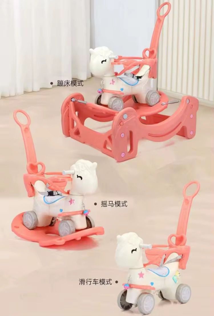 3-in-1 Unicorn Ride On, Rocket & Push Car