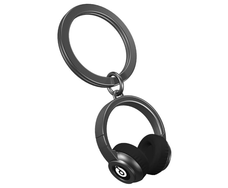 Stainless Steel Keyring - Black Headphones