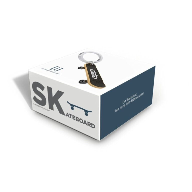 Stainless Steel Keyring - Skateboard