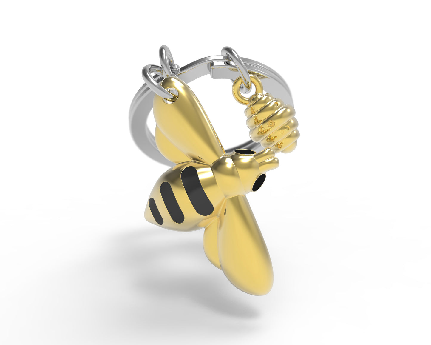 Stainless Steel Keyring - Honey & Bee