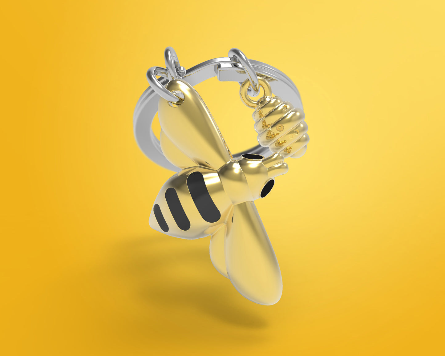 Stainless Steel Keyring - Honey & Bee