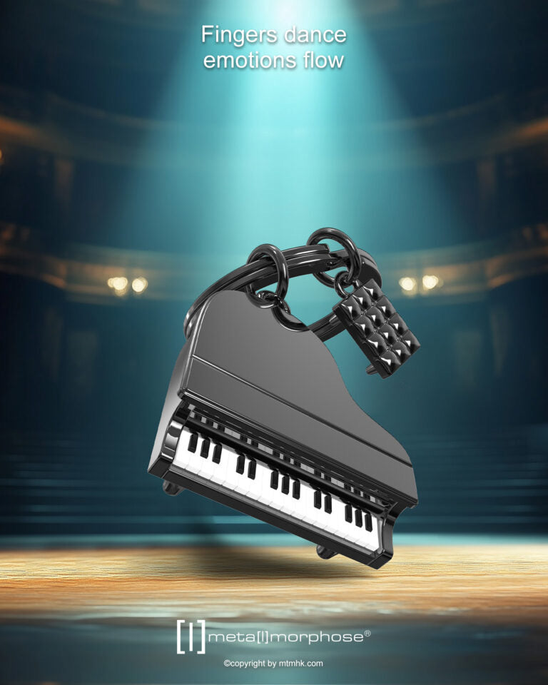 Stainless Steel Keyring - Piano