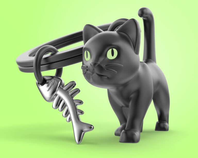 Stainless Steel Keyring - Black Cat