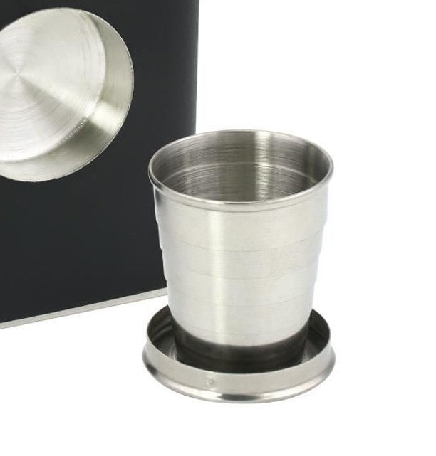 Emergency Flask With Collapsible Shot Glass