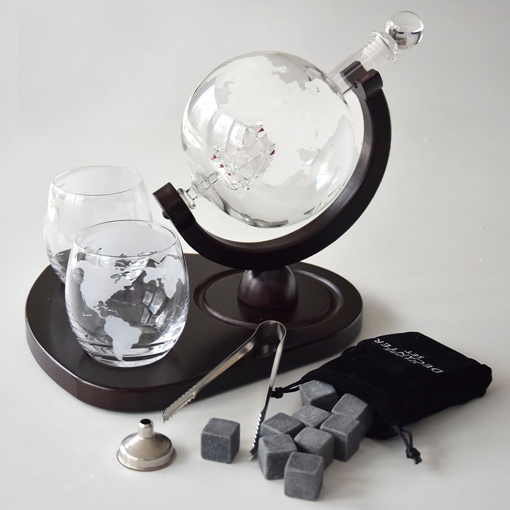 Deluxe Globe Liquor Decanter Set