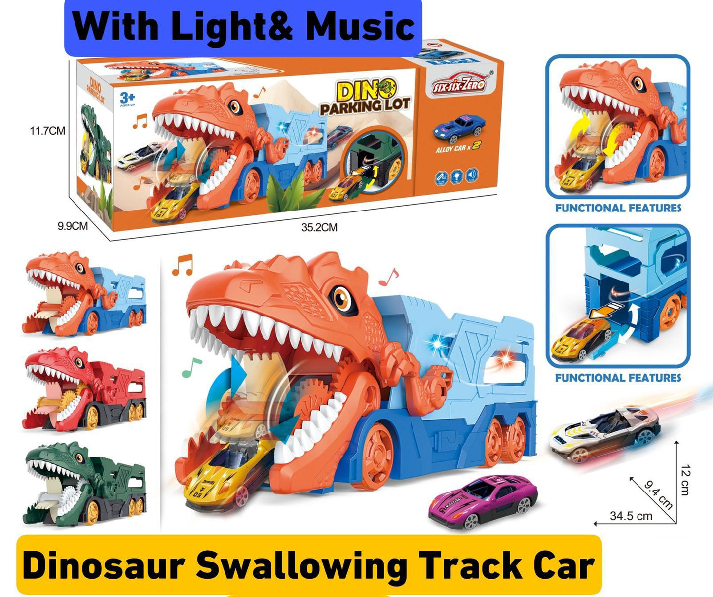 Dinosaur Swallowing Track Car