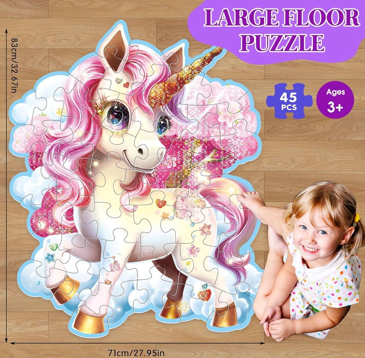Glitter Unicorn Floor Puzzle (45 Pieces)