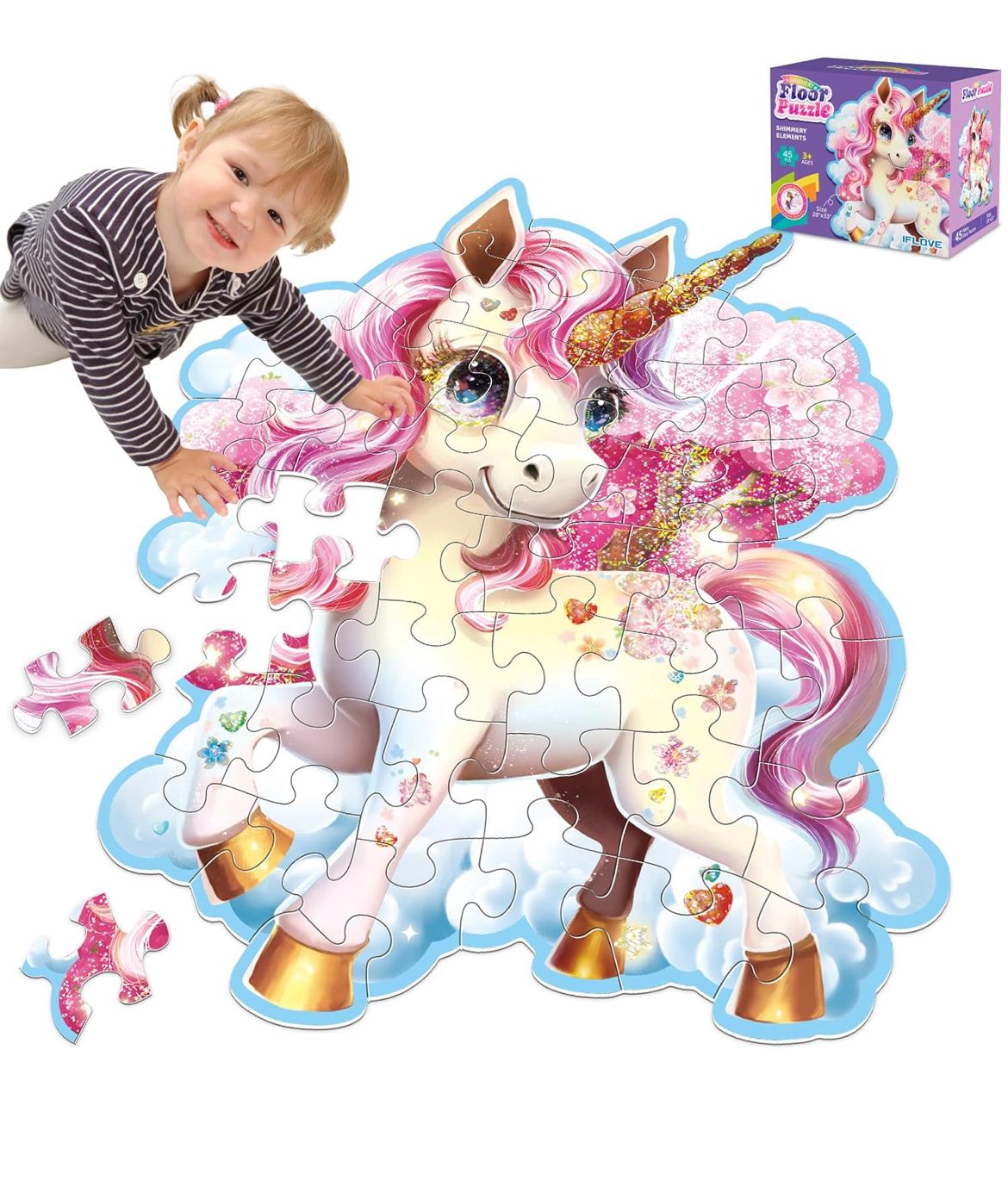 Glitter Unicorn Floor Puzzle (45 Pieces)
