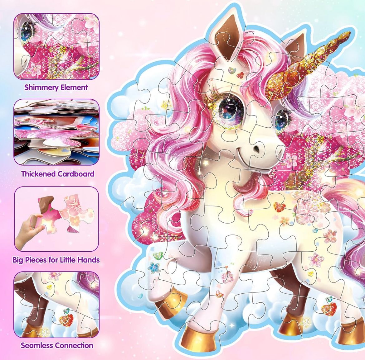 Glitter Unicorn Floor Puzzle (45 Pieces)