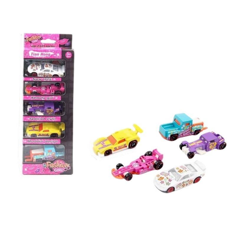 Barbie-Themed Alloy Cars (5 Piece)