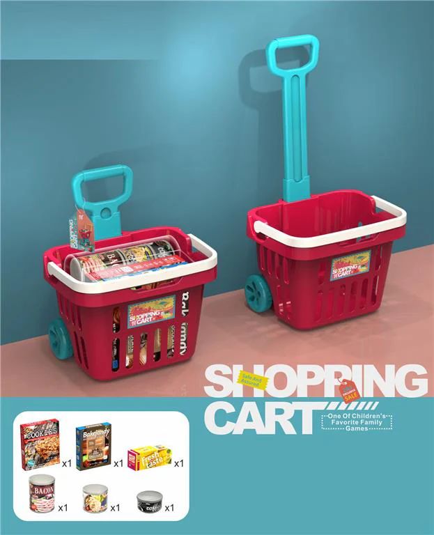 Kids’ Shopping Cart with Play Food