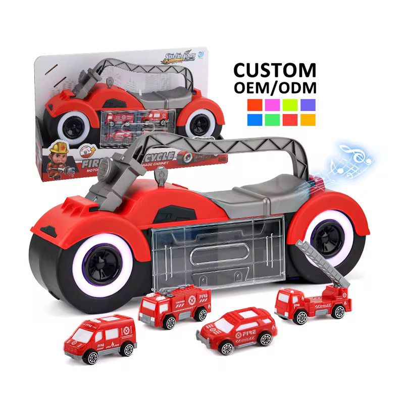 Fire Motorcycle Car Storage Play Set