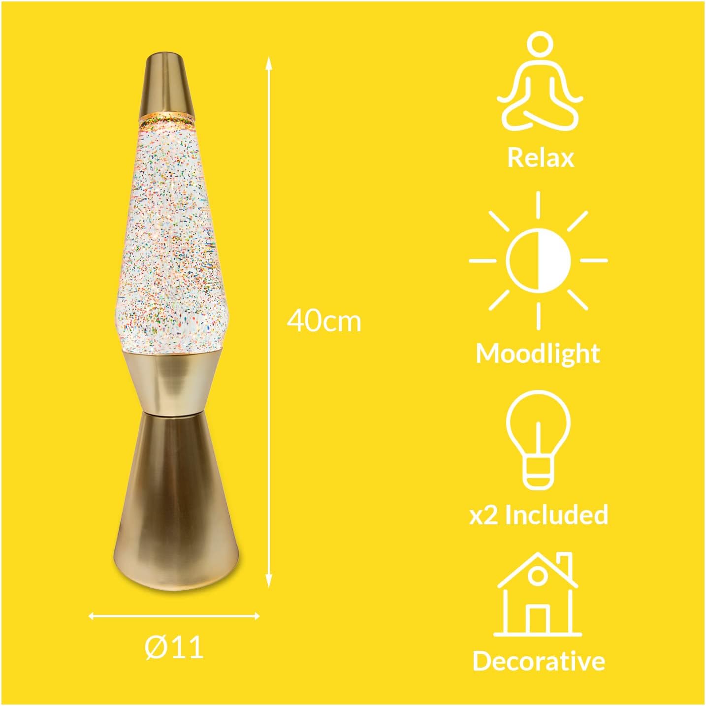 Matte Gold & Glitter Bullet Lava Lamp