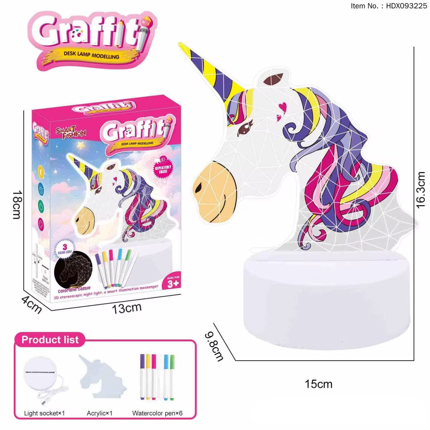 Graffiti 3D Unicorn Desk Lamp Modelling Kit