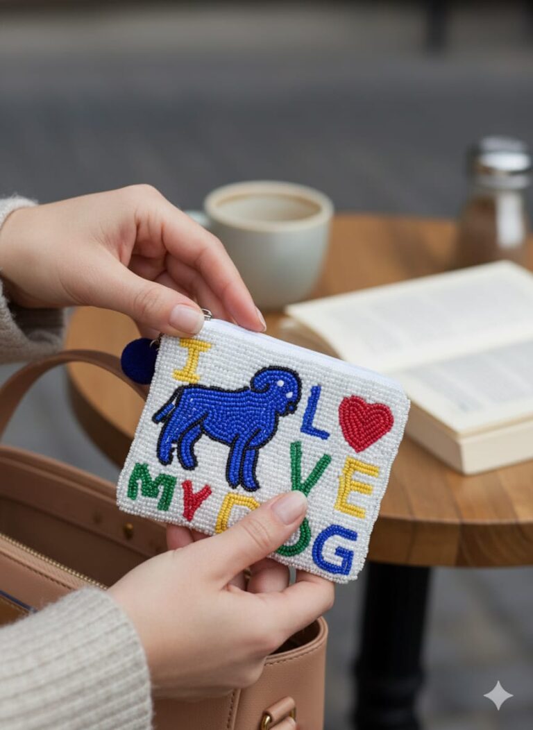 ‘I Love My Dog’ Beaded Purse