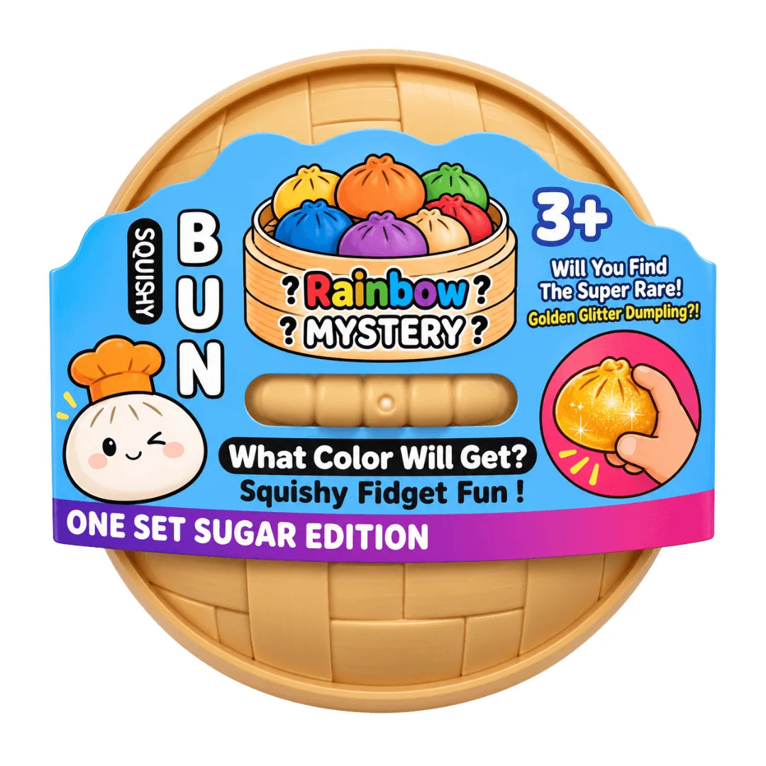 Rainbow Mystery Bun Squishy Blind Box – Sugar Edition Sensory Fidget Toy (Large)