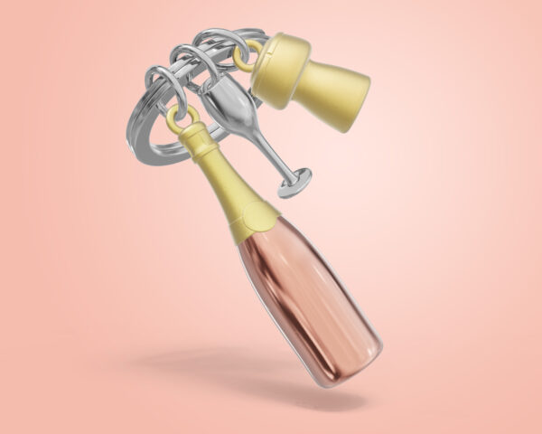 Stainless Steel Keyring - Pink Champagne