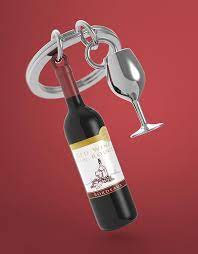 Stainless Steel Keyring - French Wine Bottle