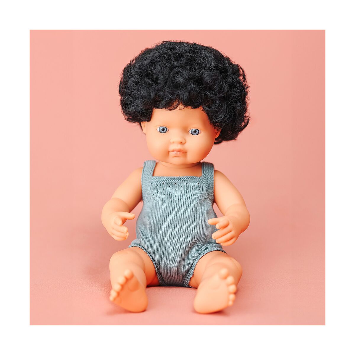 Caucasian Black Curly Hair Girl Doll (38cm)