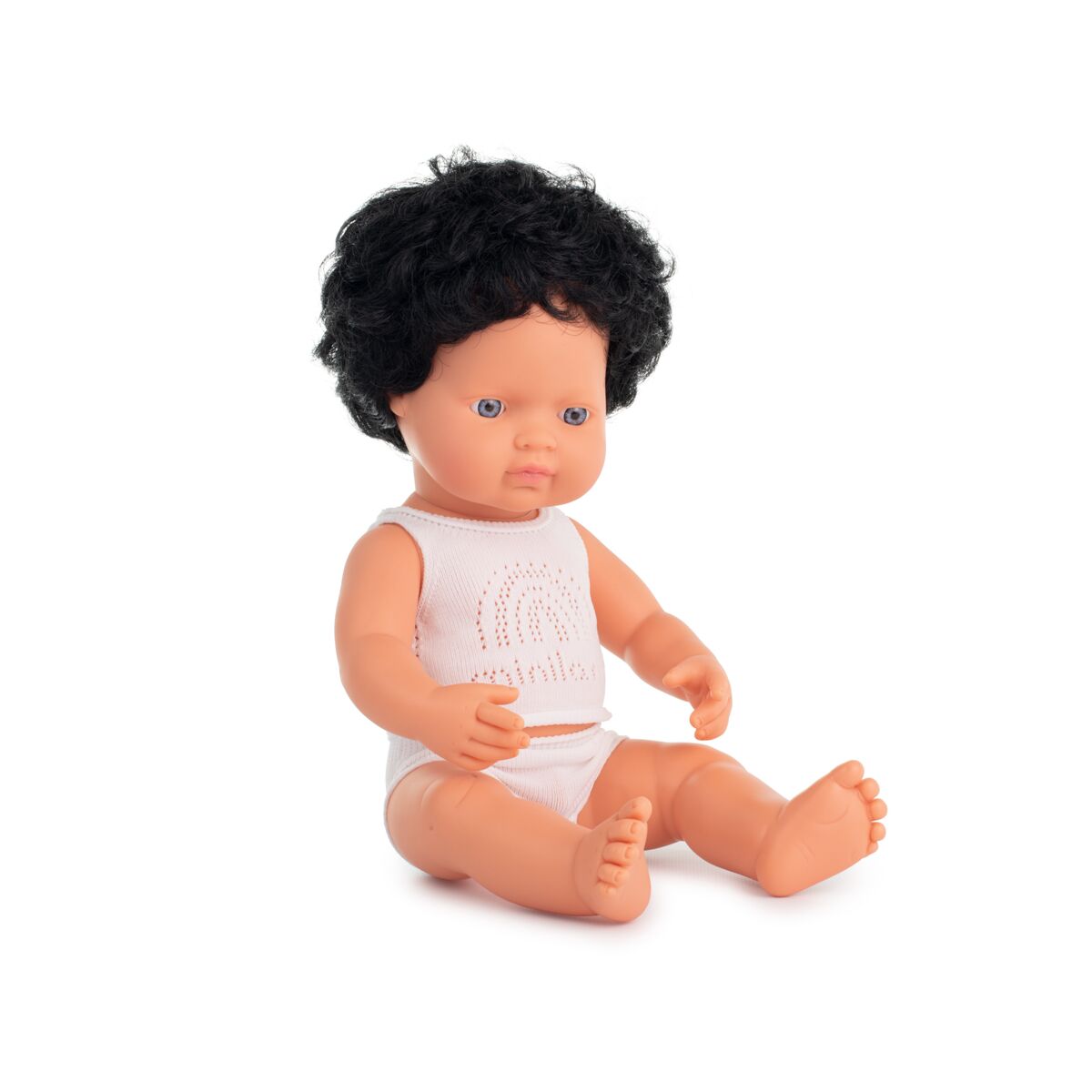 Caucasian Black Curly Hair Boy Doll (38cm)