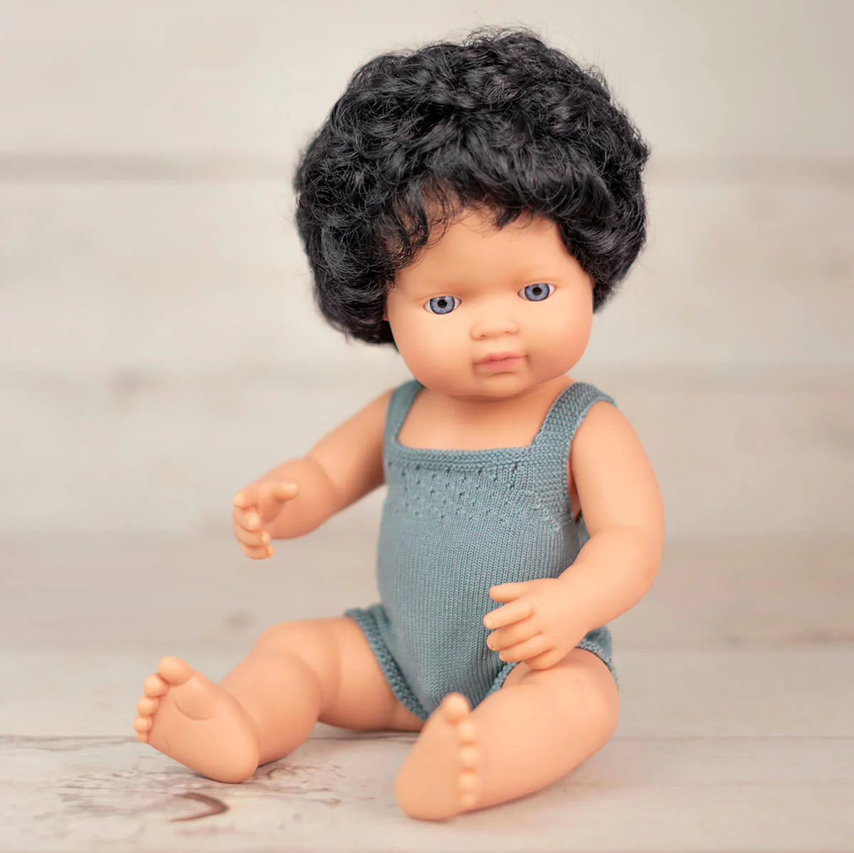 Caucasian Black Curly Hair Boy Doll (38cm)
