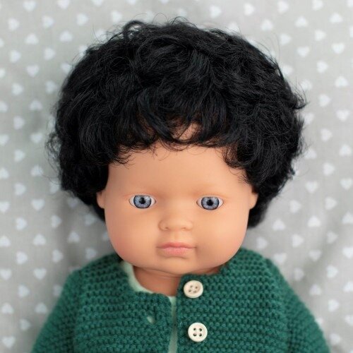 Caucasian Black Curly Hair Boy Doll (38cm)