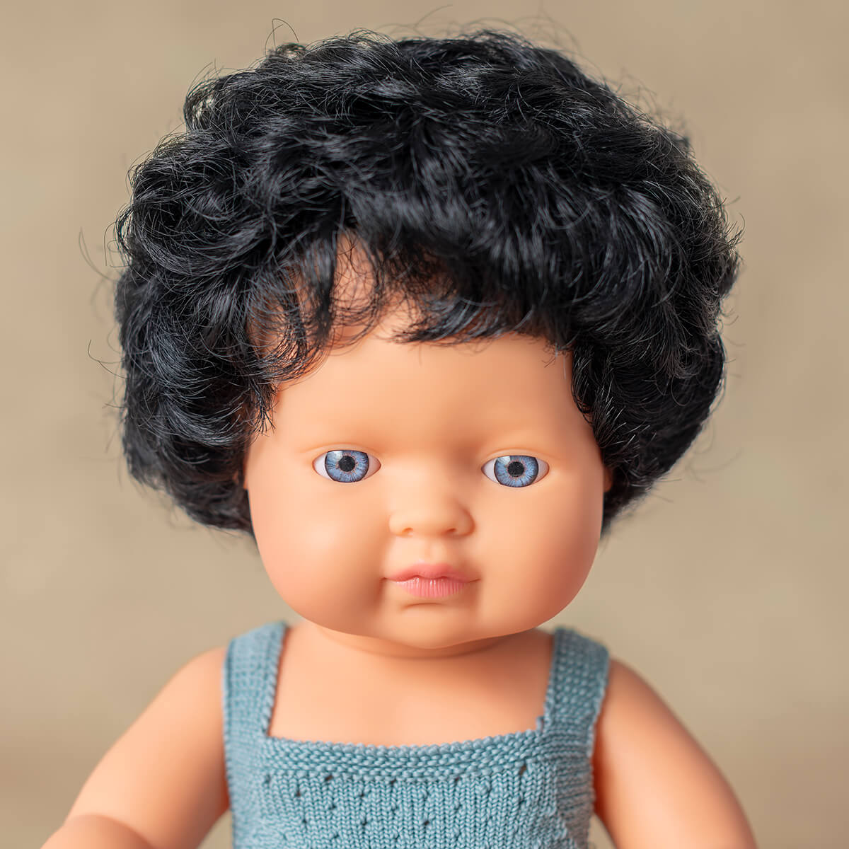 Caucasian Black Curly Hair Boy Doll (38cm)