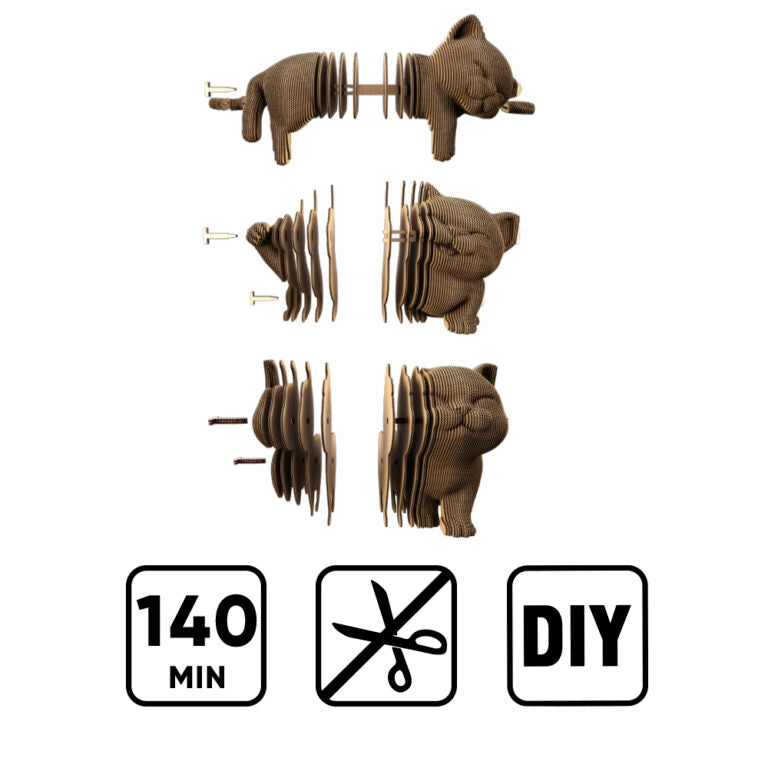 3D Kittens Trio Cardboard Sculpture Puzzle