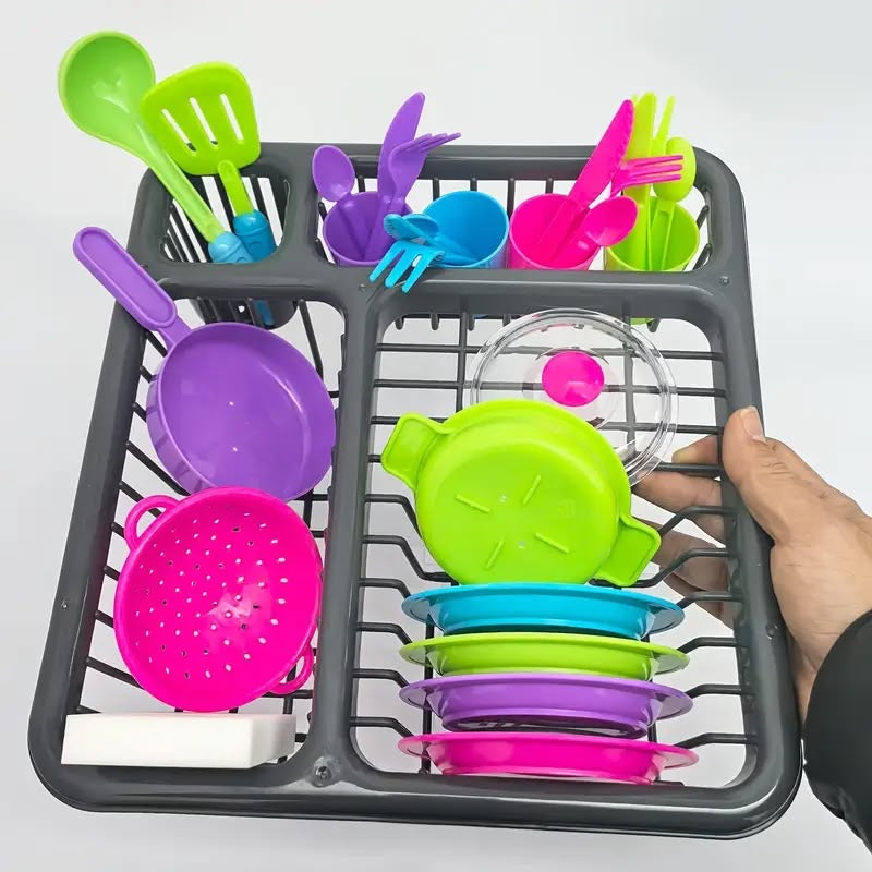 Pretend Play Dish Drying Rack & Kitchen Set