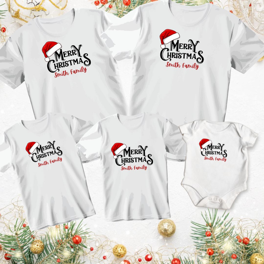 Personalised Christmas-Themed Family T-Shirt Set