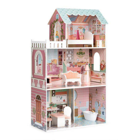 Luxury Wooden Dollhouse - Three Storey Dream Mansion (with Furniture)