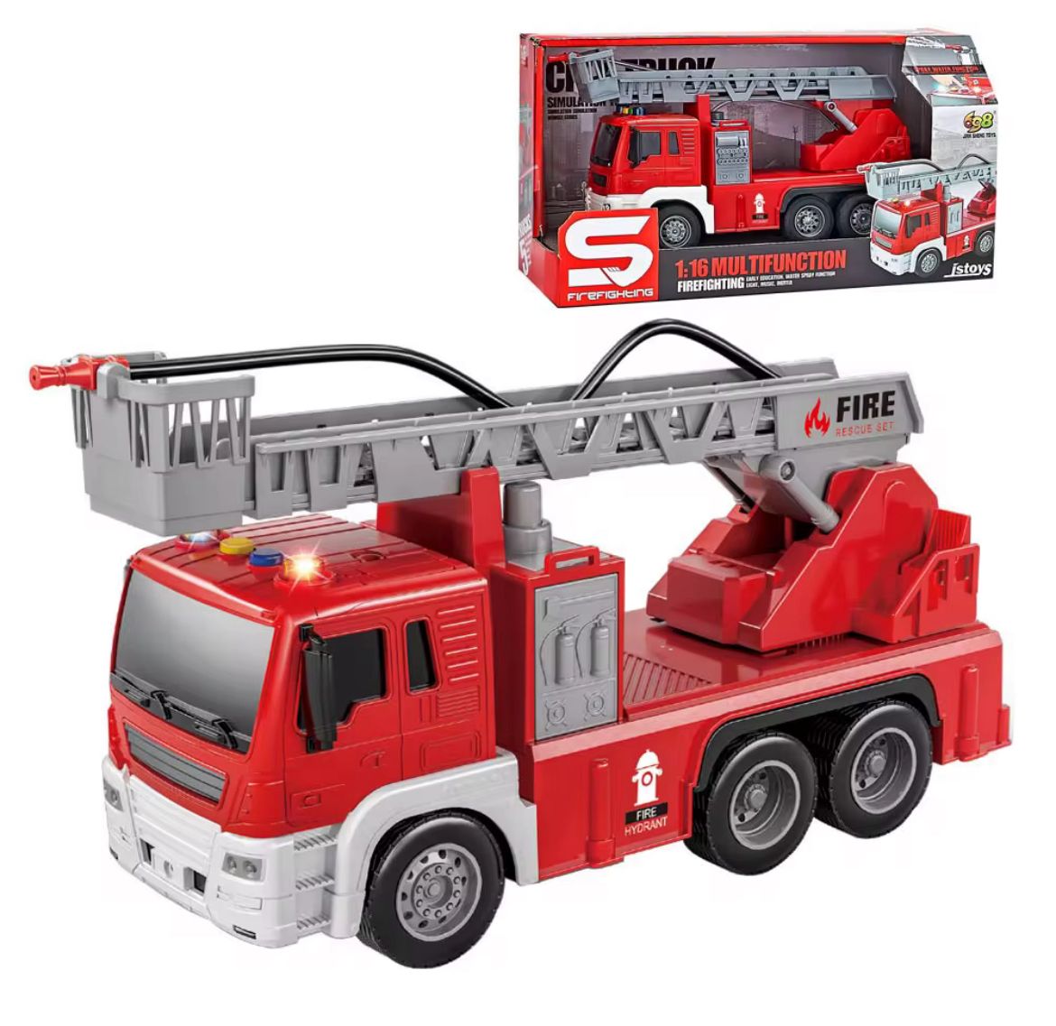 Multifunctional Fire Truck (with Lights, Sounds & Water Spray)