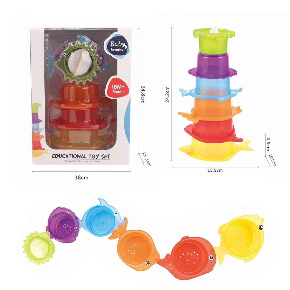 Baby Bath Toy Set - Stackable Cups with Animal Shapes