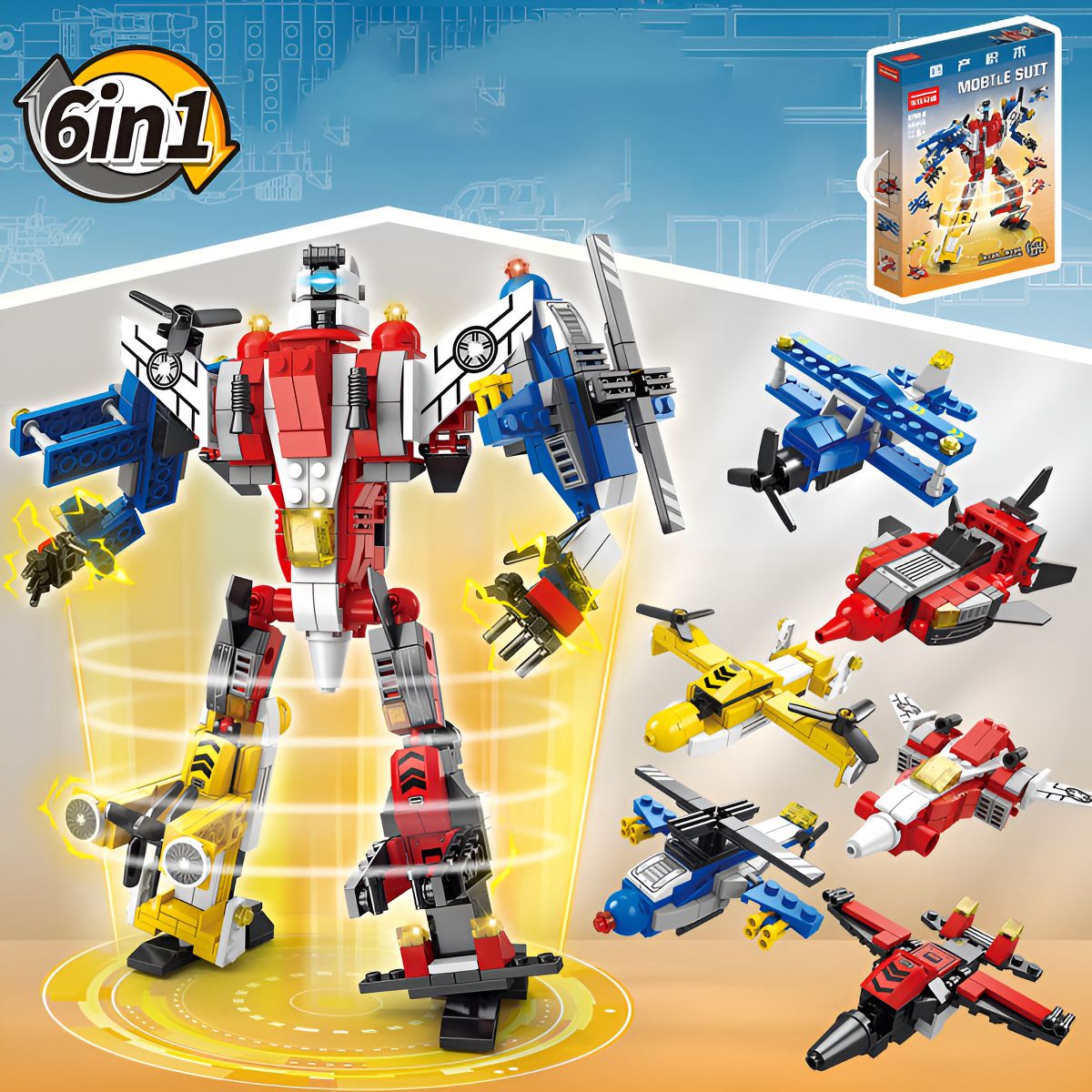 6-in-1 Transforming Aircraft Robot Building Set